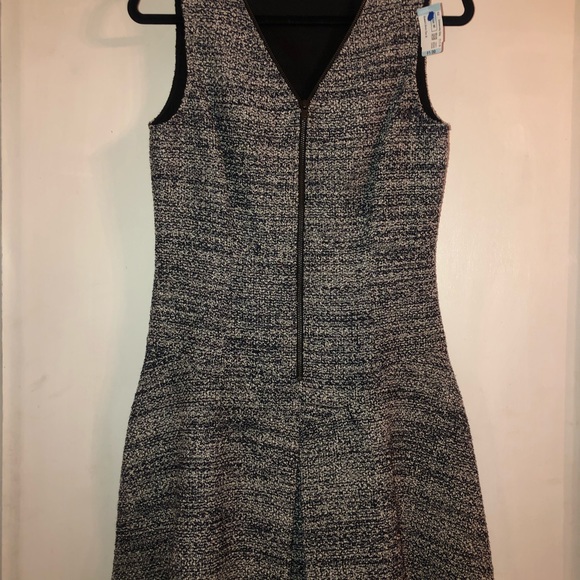 THEORY SAYIDRES 8 Mini Tweed Pleated Front Dress Exposed Zipper Impeccable - Picture 4 of 8